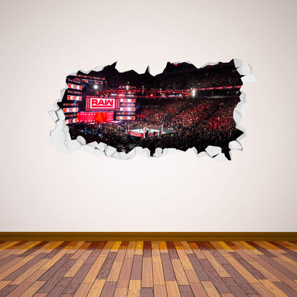 WWE Wall Decal - RAW Smashed Arena Vinyl Sticker Decal Kids Mural Art Wrestling (60cm x 30cm)