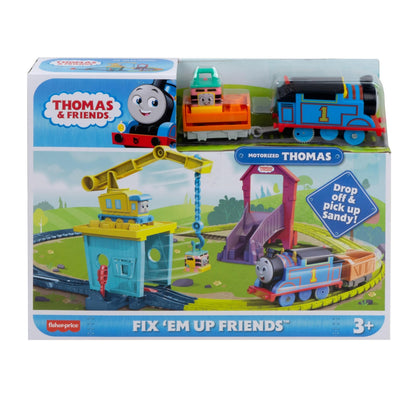 Thomas & Friends Motorized Toy Train Set Fix 'em Up Friends with Carly the Crane & Sandy the Rail Speeder for Preschool Kids Ages 3+ Years, HDY58, Nicht Zutreffend