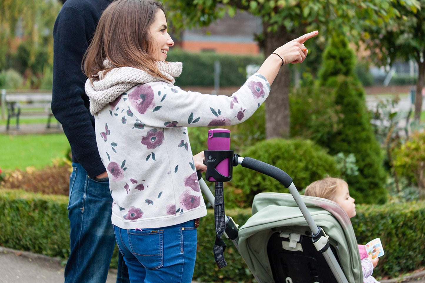LittleLife Buggy And Pushchair Universal Cup Holder Adjustable Bottle Organiser for Stroller, Drink and Coffee Cup Holder, Single
