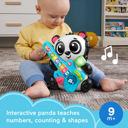 Fisher-Price Baby Learning Toy Link Squad Jam & Count Panda with music, lights, and colorful design for babies 9 months and older.