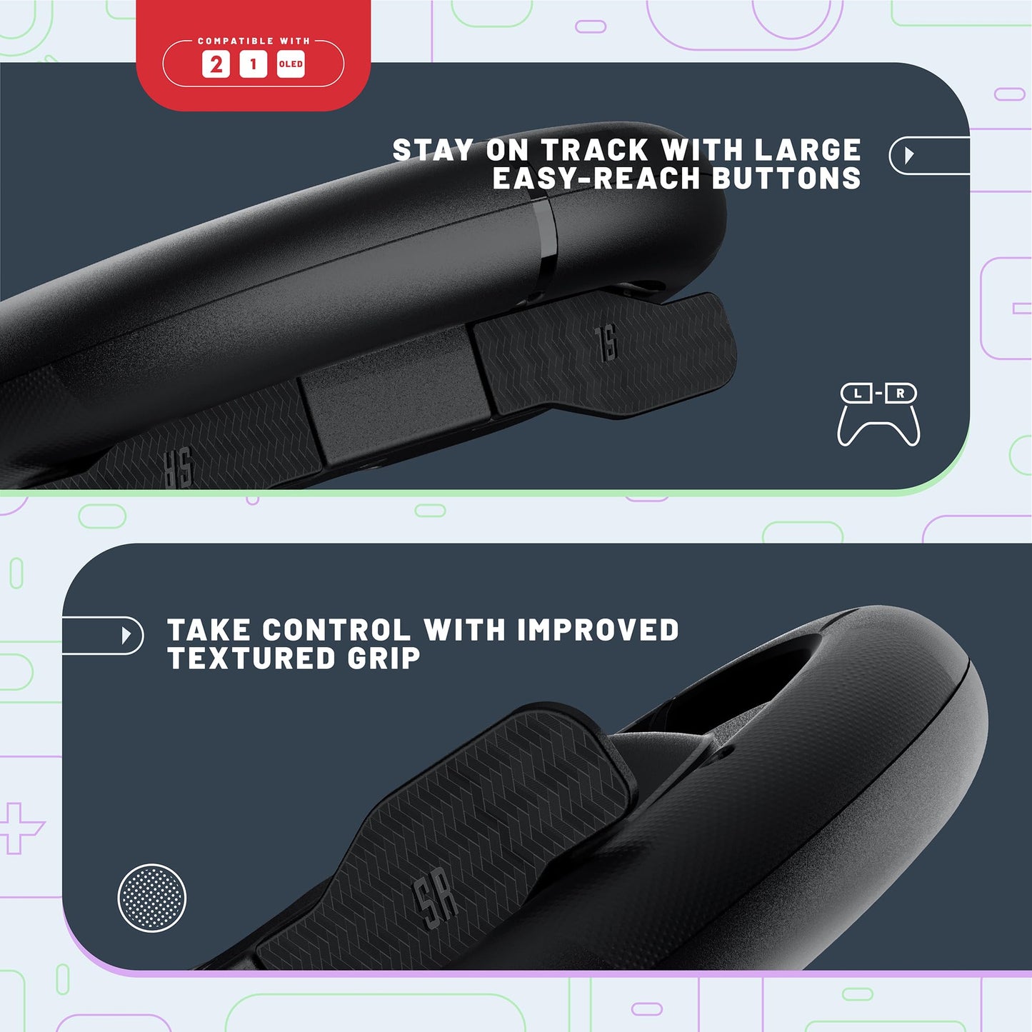 STEALTH 3-in-1 accessory bundle for Nintendo Switch, Switch 2, and OLED with controllers, grip, and storage accessories.