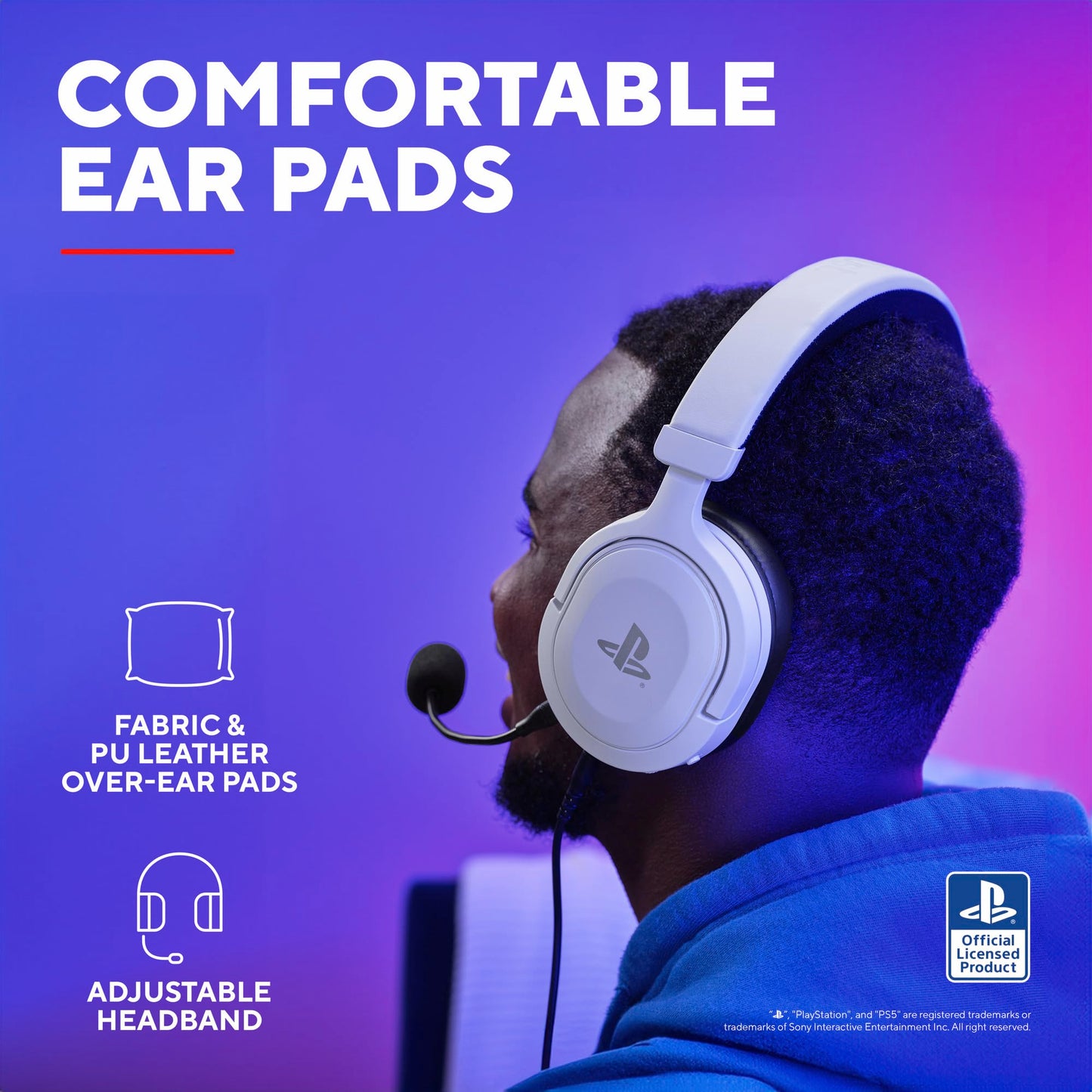 Trust Gaming GXT 498W Forta [Officially Licensed for PlayStation 5] Sustainable Gaming Headset for PS5 / PS4, 1.2m Cable, 50mm Drivers, Detachable Microphone, Wired Over-Ear Headphones - White