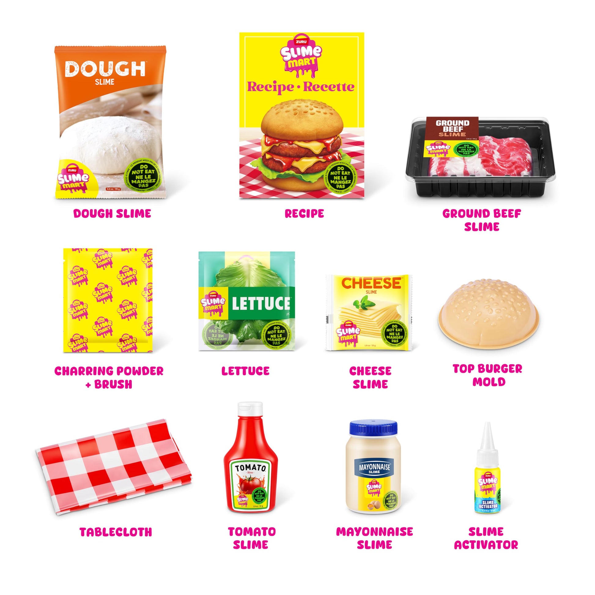 Slime Mart small burger basket for making burger-shaped slime, soft slime toy, arts and crafts kit for kids ages 6-10.