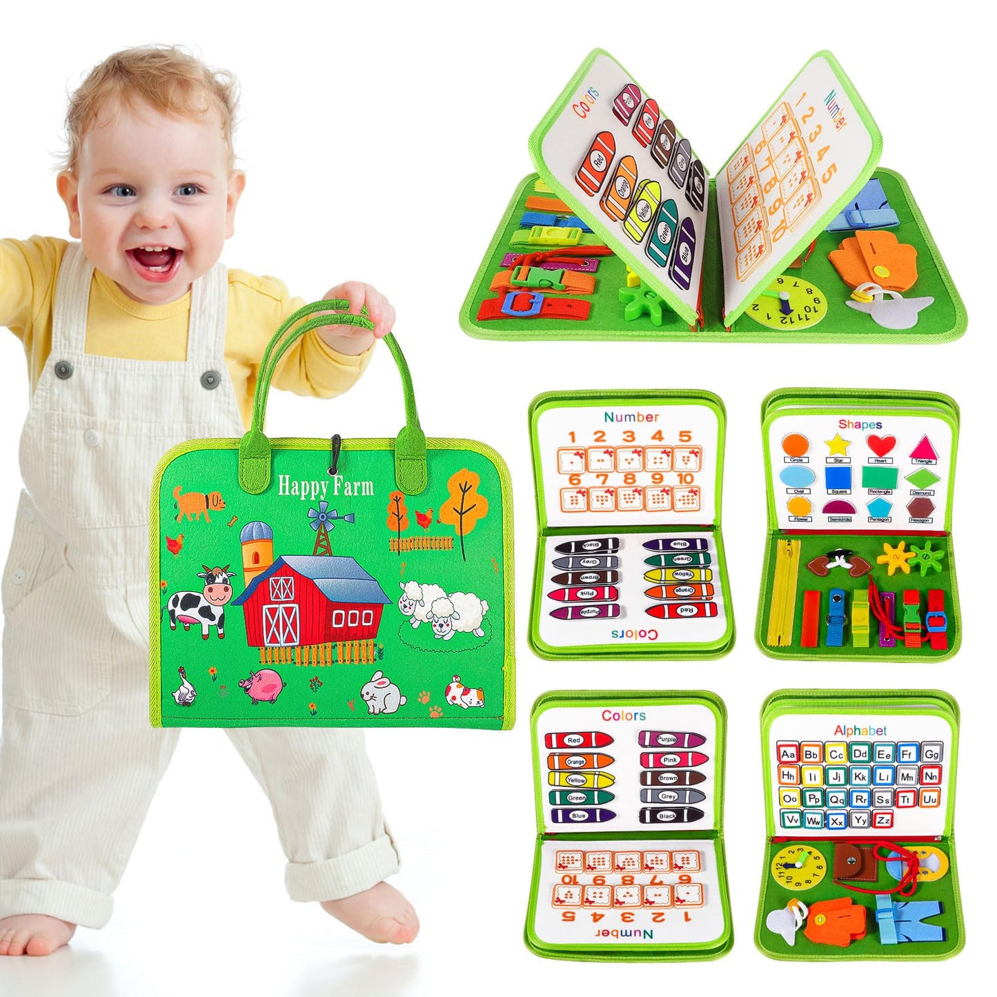 Lanjue Busy Board Sensory Toys for Babies, 6 in 1 Toddlers Toys Sensory Activity Board Preschool Educational Toys for Learning Fine Motor Skills Toddler Travel Toys for 1+ Year Old Girls Boys, Medium