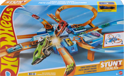 Hot Wheels Criss Cross Crash Motorized Track Set, 4 High Speed Crash Zones, 4-Way Booster, 4 Loops, Includes 1 Die-Cast Vehicle, 4 to 10 Years+, DTN42 - Amazon Exclusive