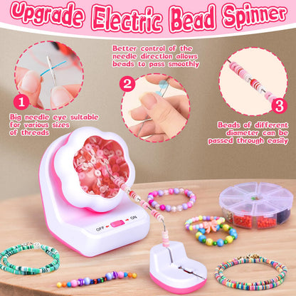 Clay Bead Spinner, Electric Bead Spinner for Jewelry Making, USB Charging Bracelet Maker Machine,Bead Spinner Needles and Thread for Making Waist Beads, Bracelet, Necklace