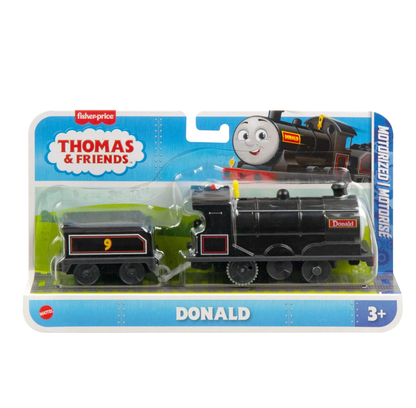 Thomas & Friends Motorized Toy Train Donald Battery-Powered Engine with Cargo Car for Preschool Kids Ages 3+ years, JBW21