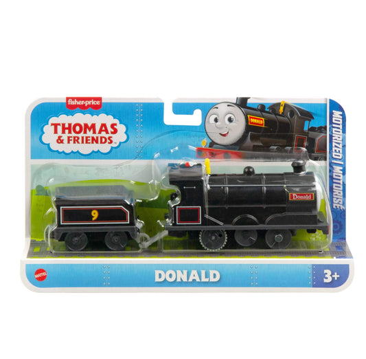 Thomas & Friends Motorized Toy Train Donald Battery-Powered Engine with Cargo Car for Preschool Kids Ages 3+ years, JBW21
