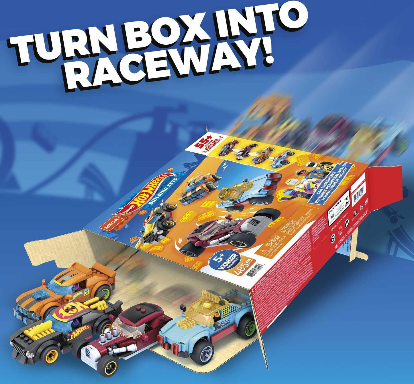 MEGA Hot Wheels Car Customizer building set with micro figure driver, rolling wheels and authentic features, toy gift set for boys and girls for ages 5 and up