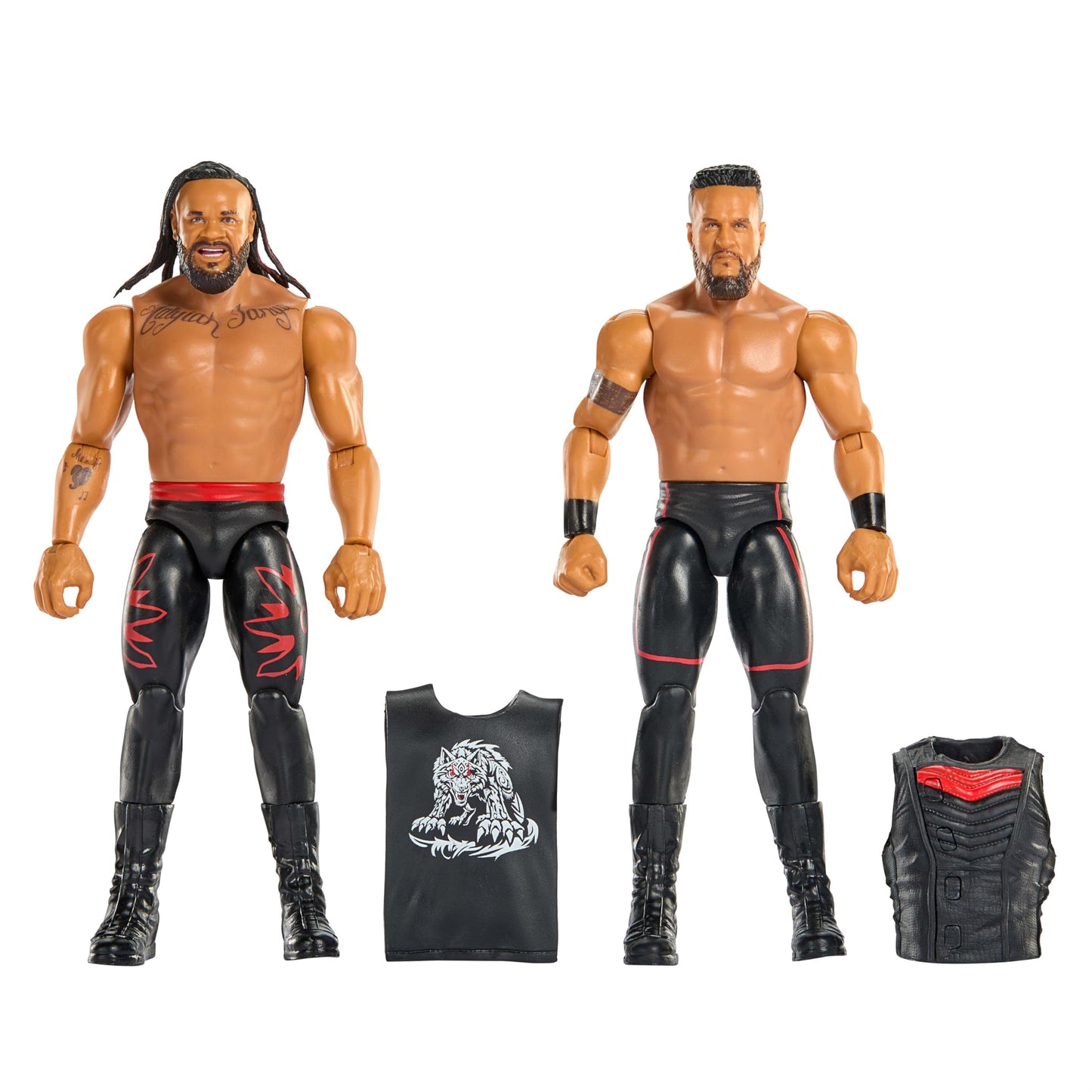 Mattel WWE Main Event Showdown Action Figures 2-Pack with Accessory, Series #24 Tama Tonga & Jacob Fatu Collectible Set, 6-inch, JHJ56