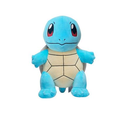12-inch Squirtle plush toy from Pokémon, featuring a soft, blue body and friendly expression, perfect for cuddling.