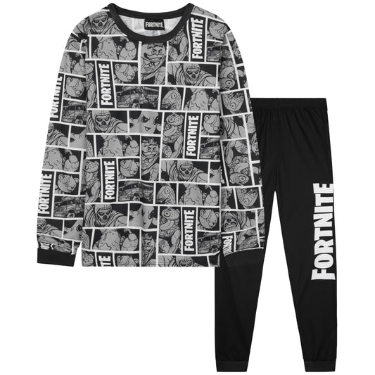 Get Trend Fortnite Boys Pyjamas Set, Long PJs for Kids & Teenagers, Cosy Loungewear Soft Nightwear, Gamer Gifts for Boys (15-16 Years, Grey Fortnite)