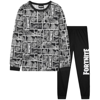 Get Trend Fortnite Boys Pyjamas Set, Long PJs for Kids & Teenagers, Cosy Loungewear Soft Nightwear, Gamer Gifts for Boys (9-10 Years, Grey Fortnite)
