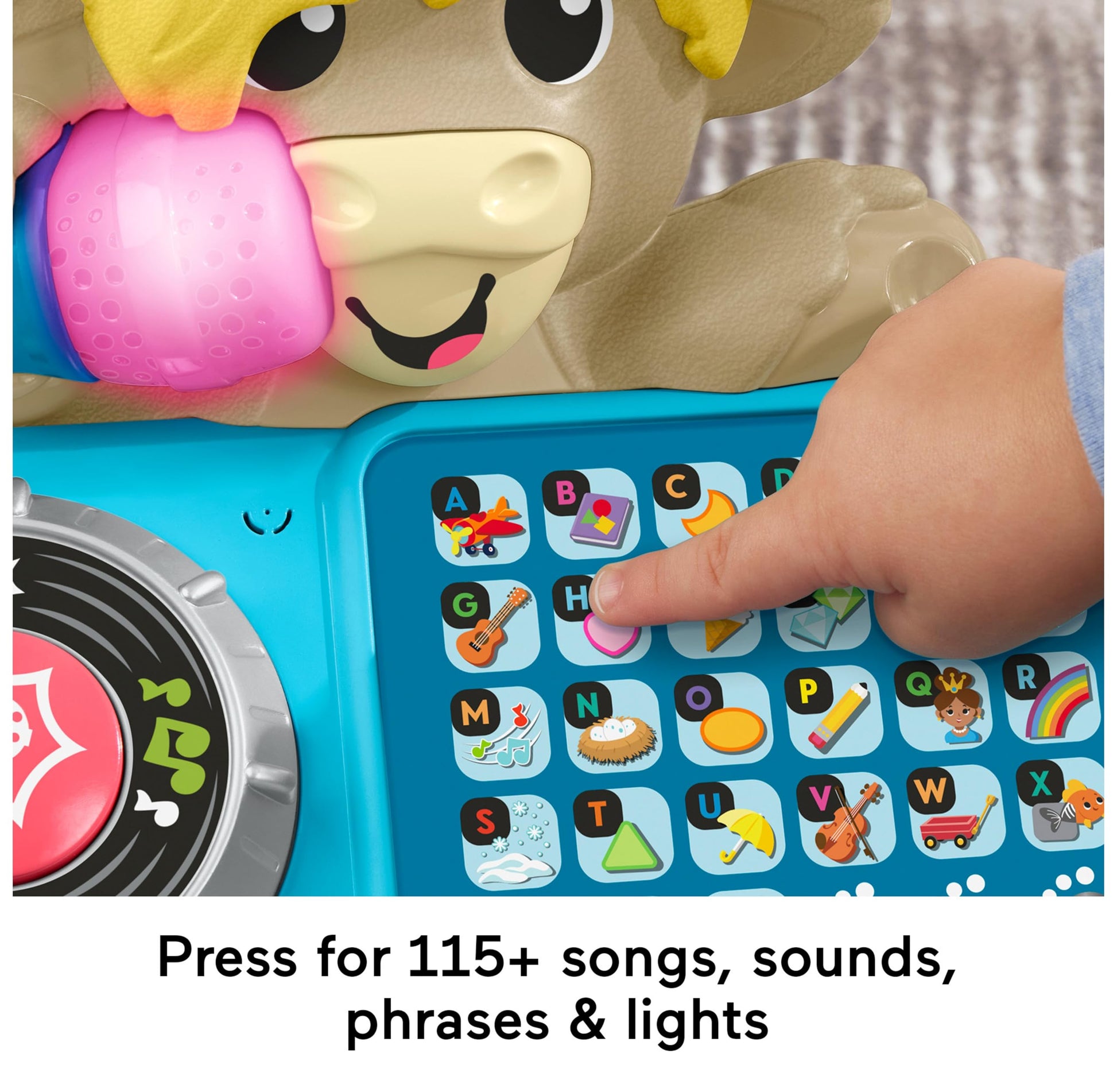 Fisher-Price Baby Learning Toy Link Squad A to Z Yak with interactive music and lights for babies 9+ months, UK English, compatible with Link Squad.