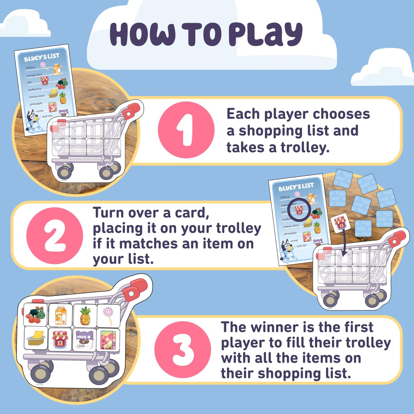 Orchard Toys Official Bluey Shopping List Matching and Memory Game for children age 3