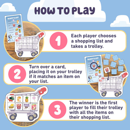 Orchard Toys Official Bluey Shopping List Matching and Memory Game for children age 3
