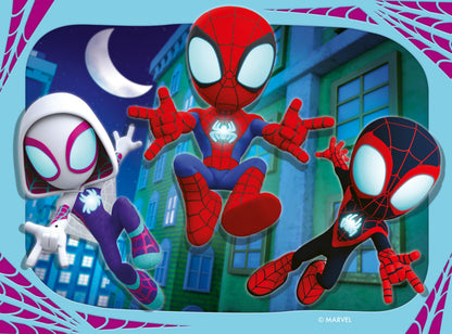 Ravensburger Marvel Spidey & His Amazing Friends Spiderman Jigsaw Puzzles for Kids Age 3 Years Up - 4 in a Box (12, 16, 20, 24 Pieces)