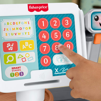 Fisher-Price Toddler Learning Toy Laugh & Learn Count & Shop Cash Register Play Store with 20 Pieces for Ages 2+ Years, Multilanguage Version, JGW97