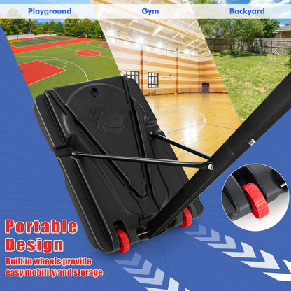 COSTWAY 10ft Basketball Backboard Hoop Net Set, 1.05M-2.6M Height Adjustable Basketball Stand with Wheels, Weighted Bag, for Kids, Junior and Adult