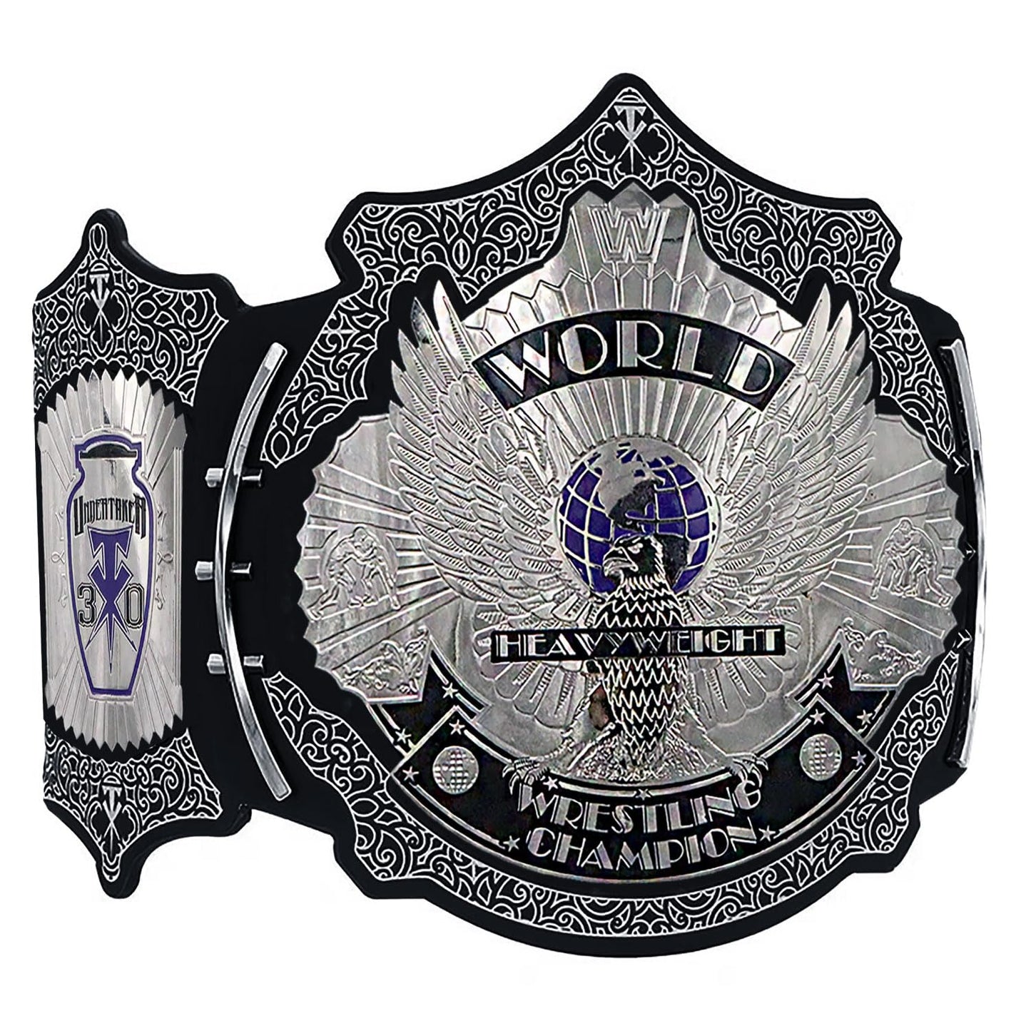 Octal Sports - UnderTaker 30-Years Signature Championship Title Belts Adult Size Upto 46" Wrestling Replica 2mm Gold Coated Leather Base (Black)
