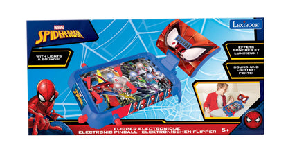 Lexibook, Spider-Man, Electronic table pinball, action and reflex game for children and familiy, LCD screen, light and sound effects, blue / red, JG610SPLXB
