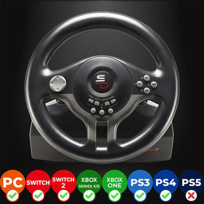 Subsonic Superdrive - Racing Steering Wheel Driving Wheel SV200 with pedals and shift paddles for Nintendo Switch - PS4 - Xbox One - PC