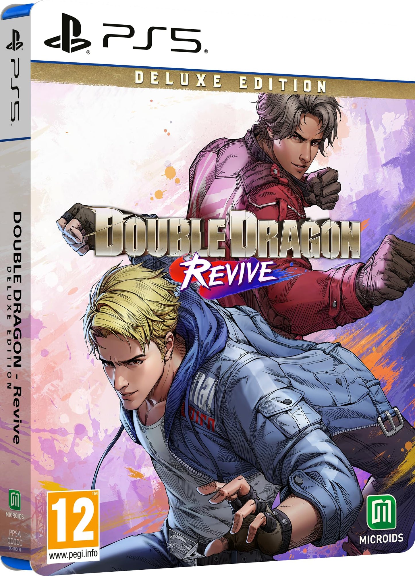 Double Dragon Revive Deluxe Edition PS5 game case by MICROÏDS, featuring artwork of classic martial arts fighters on the cover.