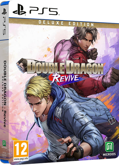 Double Dragon Revive Deluxe Edition PS5 game case by MICROÏDS, featuring artwork of classic martial arts fighters on the cover.