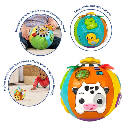 VTech Baby Animal Discoveries Ball, Interactive Baby Toy with Lights, Shapes, Fun Sound Effects, Different Textures for Sensory Play, Gift for Ages 3, 6, 9, 12 Months +, English Version