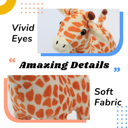 Hopearl Walking Giraffe Interactive Electronic Pet Plush Jirafa Toy with Sounds and Movements Animated Shaking Tail Gifts for Toddlers Birthday, Brown, 23cm