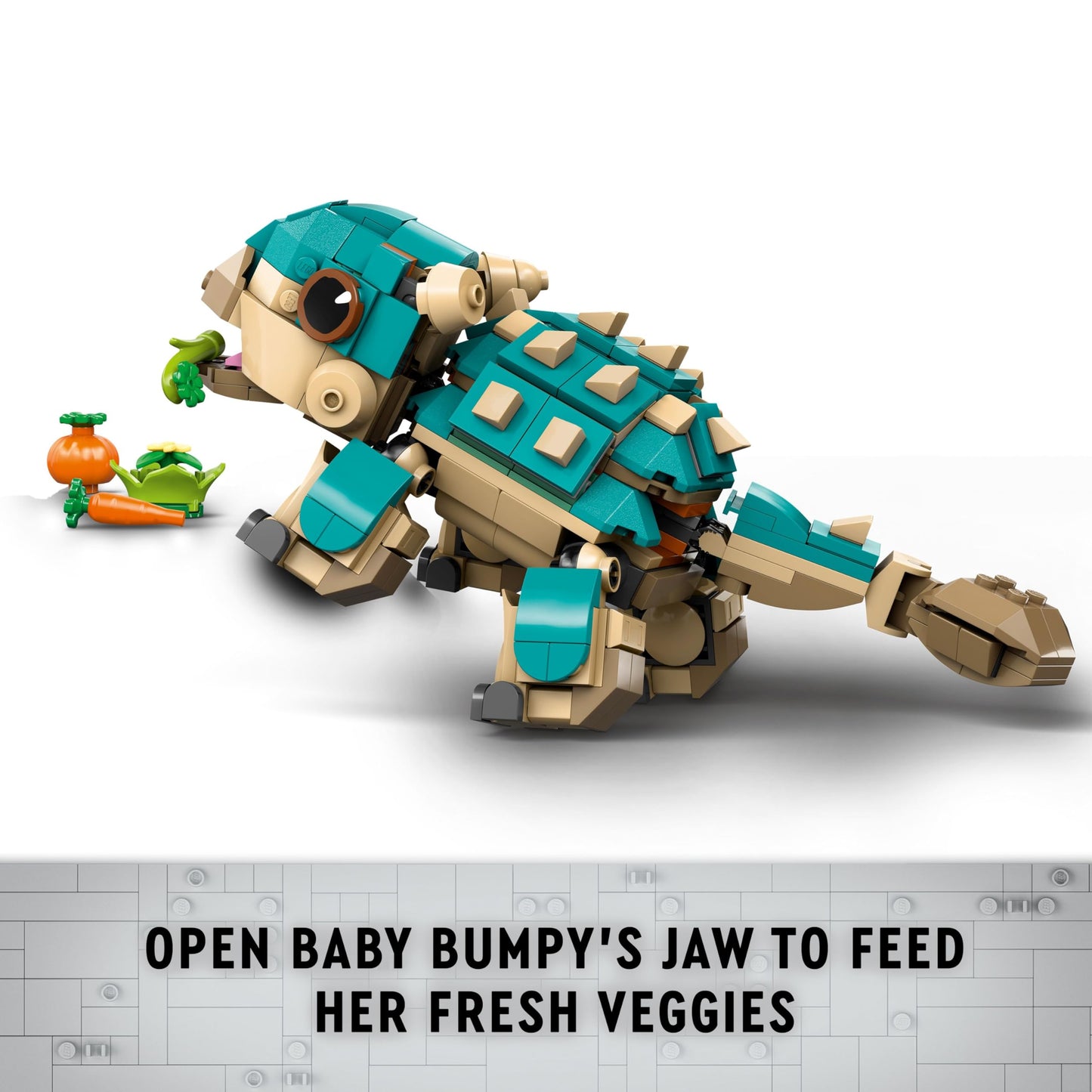LEGO Jurassic World Baby Bumpy Ankylosaurus dinosaur toy set for kids, featuring detailed design for imaginative play.