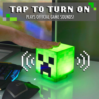 Minecraft Creeper Desk Light with Official Creeper Sounds, Handheld Night Light for Kids Room or Gamer Décor Officially Licensed Minecraft Gifts | Paladone, Green