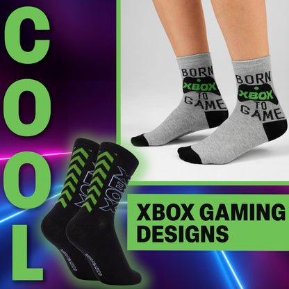 Xbox Socks for Boys & Teens, 5 Pack of Calf Length Socks, Soft Breathable School Sports Casual, Gamer Gifts for Boys