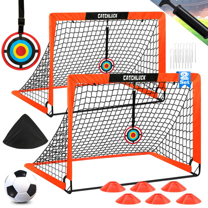CATCHLUCK Football Goals for Kids, 4x3ft Pop Up Goals with Net, Targets, Cones, and Carry Bag