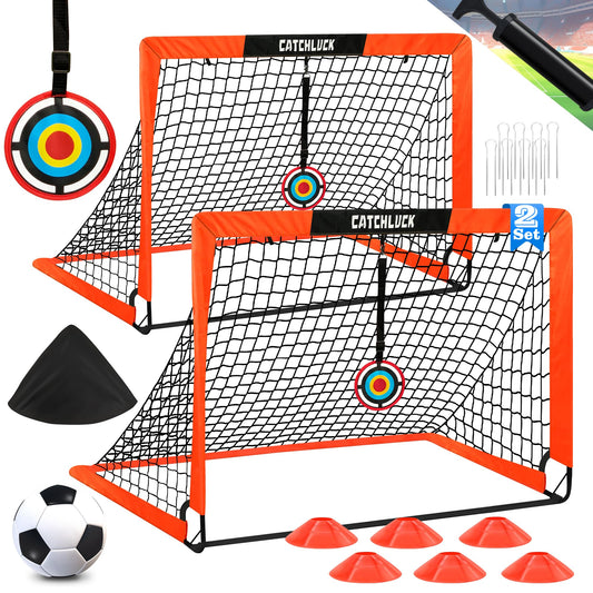 CATCHLUCK Football Goals for Kids, 4x3ft Pop Up Goals with Net, Targets, Cones, and Carry Bag