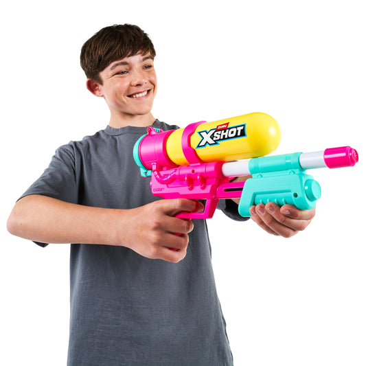 Purple XSHOT Water Fast-Fill 80s Super Splash water blaster with 33ft range, 500ml tank, perfect for outdoor summer fun.