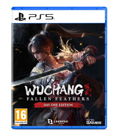 WUCHANG: Fallen Feathers Day One Edition game for PS5, showing the game's cover art with fantasy artwork and title.