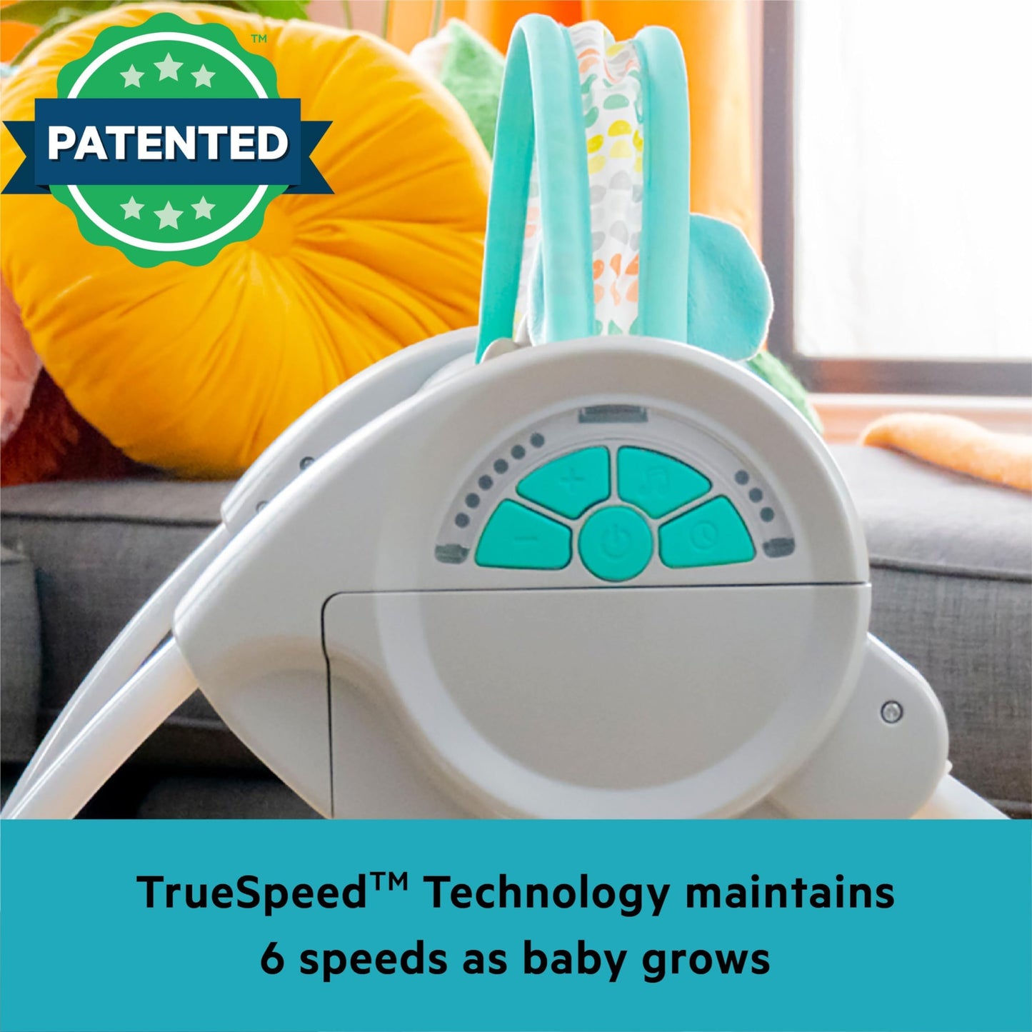 Bright Starts, Whimsical Wild Portable Compact Automatic Baby Swing with Music and Taggies, Removable Toy Bar with 2 Toys, Reclinable, 5 Point Harness, Newborn and up