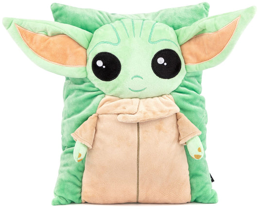 Jay Franco Star Wars The Mandalorian Grogu Baby Yoda Plush Snuggle Pillow - Super Soft 3D Bed Cushion