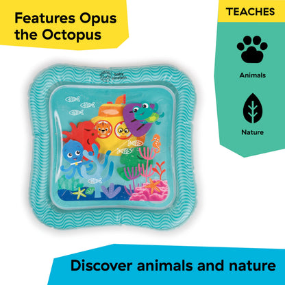 Baby Einstein Ocean Explorers sensory splash water mat with colorful ocean-themed designs for tummy time and seated play for infants.