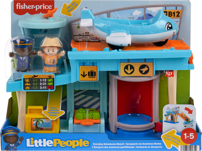 Fisher-Price Little People Toddler Toy Everyday Adventures Airport Playset with Airplane for Preschool Pretend Play Ages 1+ Years, HTJ26