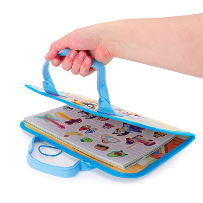 Toyland® 96 Piece Bluey Felt Activity Set - Portable Carry Case with 2 Scene Backgrounds - 95 Charcters & Props - Mess Free Imaginative Play Toys - Age 18 Months +