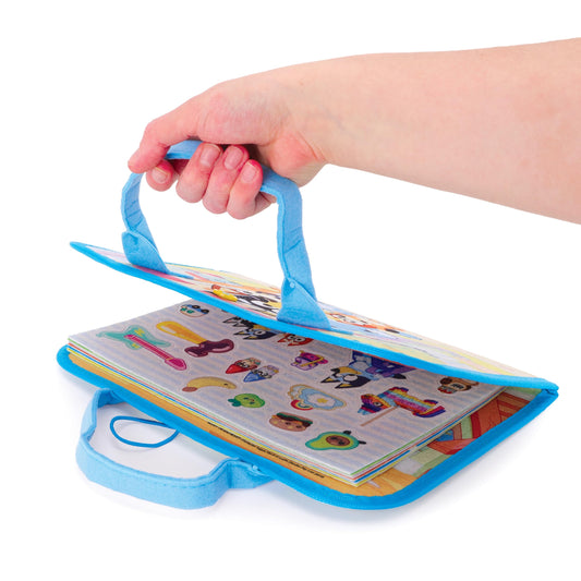 Toyland® 96 Piece Bluey Felt Activity Set - Portable Carry Case with 2 Scene Backgrounds - 95 Charcters & Props - Mess Free Imaginative Play Toys - Age 18 Months +