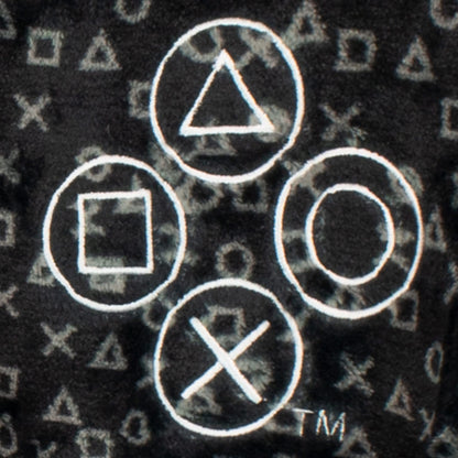 Black PlayStation boys' dressing gown for ages 5-6, featuring PlayStation branding and cozy, soft fabric for comfortable wear.