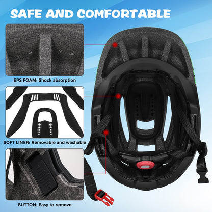 Lixada Kids Full Face Helmet Detachable Child Boys Girls Bike Helmet Protective Gear for Cycling Skateboarding Roller Skating Cycle Helmet 52-58cm