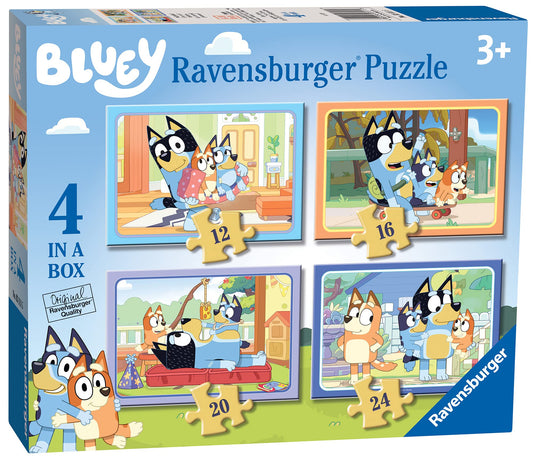 Ravensburger Bluey 4 in Box Jigsaw Puzzles for Kids Age 3 Years Up - 12, 16, 20 & 24 Pieces