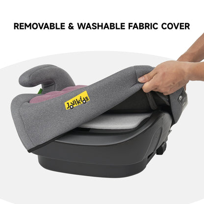 Jovikids I-Size Booster Seat for Car with ISOFIX, 125-150cm (Group 2/3, 6-12 Years), Portable Booster Seat for Kids, Comfortable, Compact, Convenient for Everyday Use, Great for Travel, ECE R129, Pink