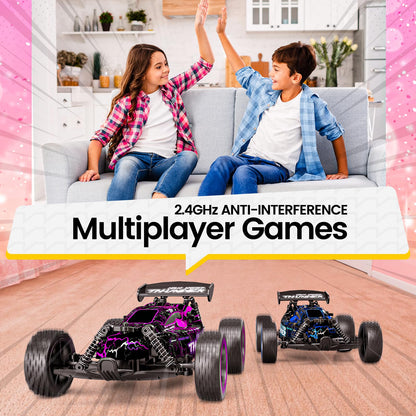 Tecnock RC Car Remote Control Car for Kids, 1:18 High Speed 20 KM/H 2WD RC Buggy, 2.4GHz Off Road Racing with Rechargeable Batteries, Toys Gift for Boys and Girls