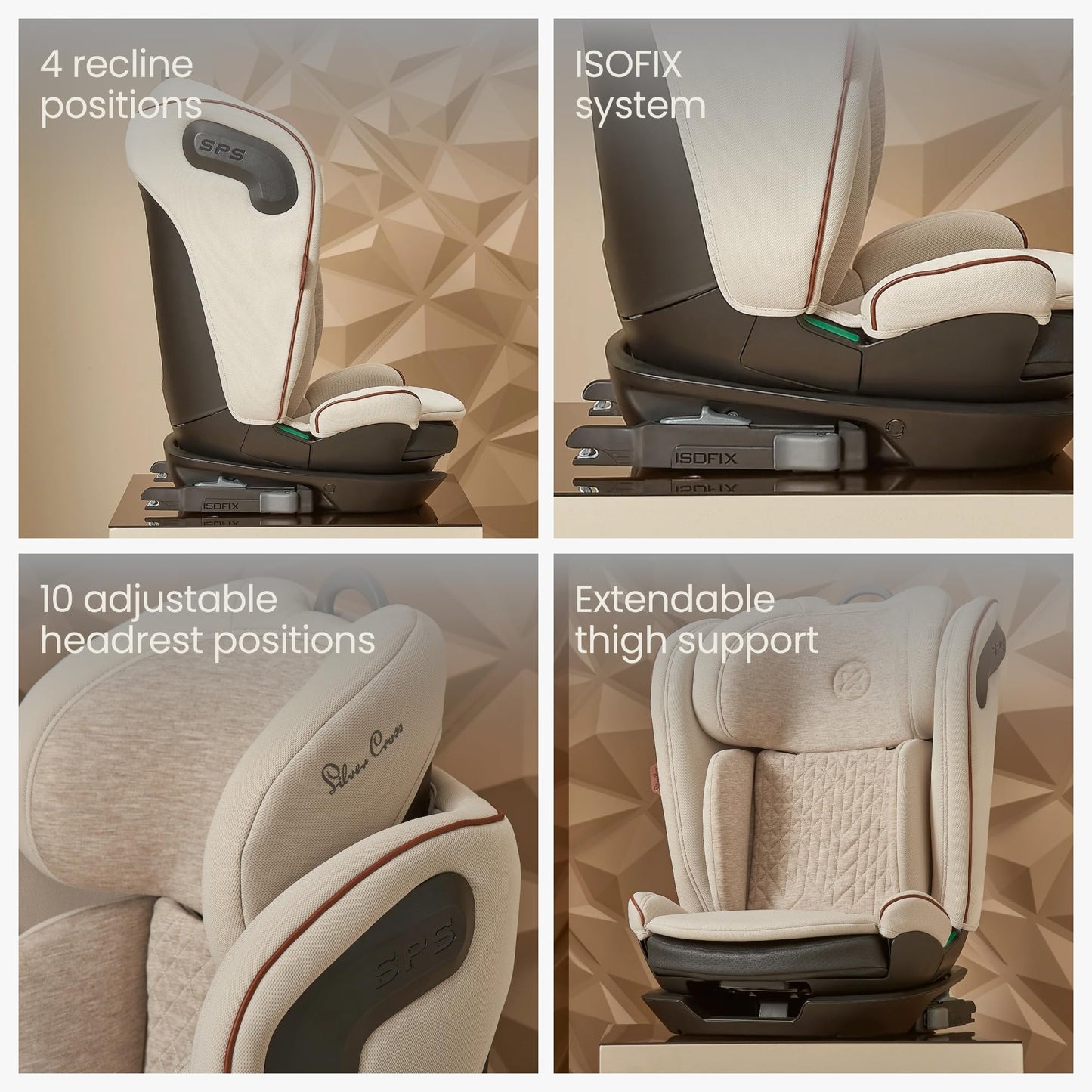 Silver Cross - Discover i-Size High Back Booster Seat - Isofix Car seat - Lightweight - Car Seats For 4 to 12 Years - Almond