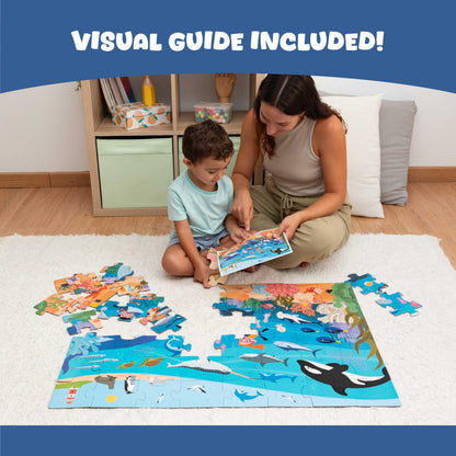 BONNYCO Giant Floor Puzzle of Ocean Animals with 48 Large Pieces. Jigsaw Puzzles for Kids 36.2 x 24.4 in, Gifts for Boys and Girls, Educational Toys Ages 2-8